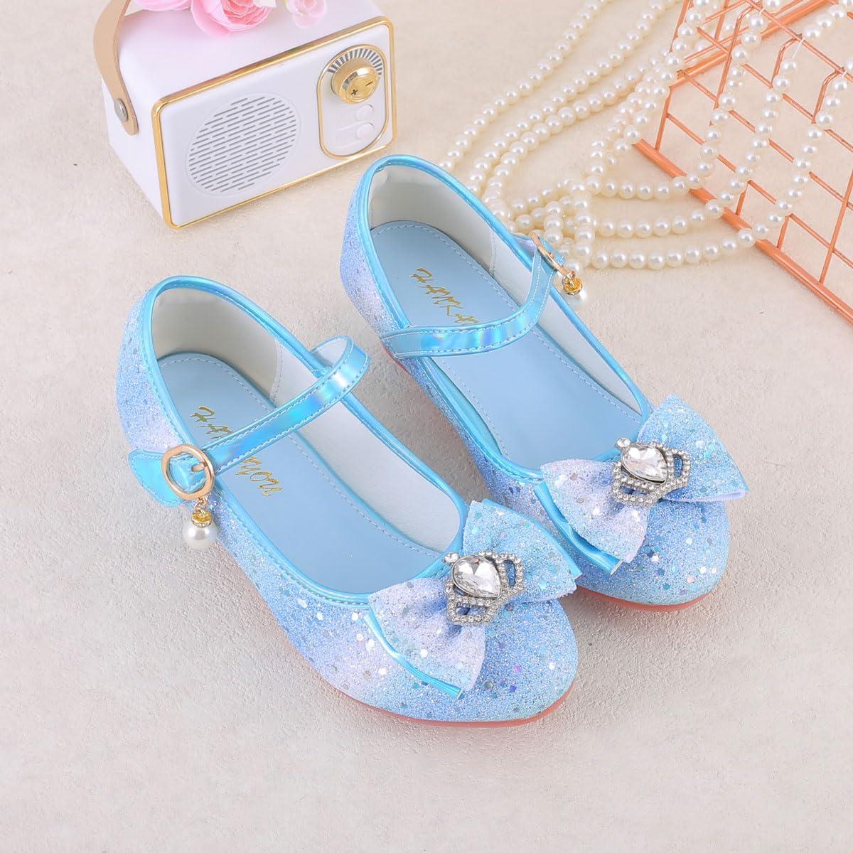 imageGirls Flats Sparkle Party Mary Jane Princess Dress Shoes03rainbow Blue