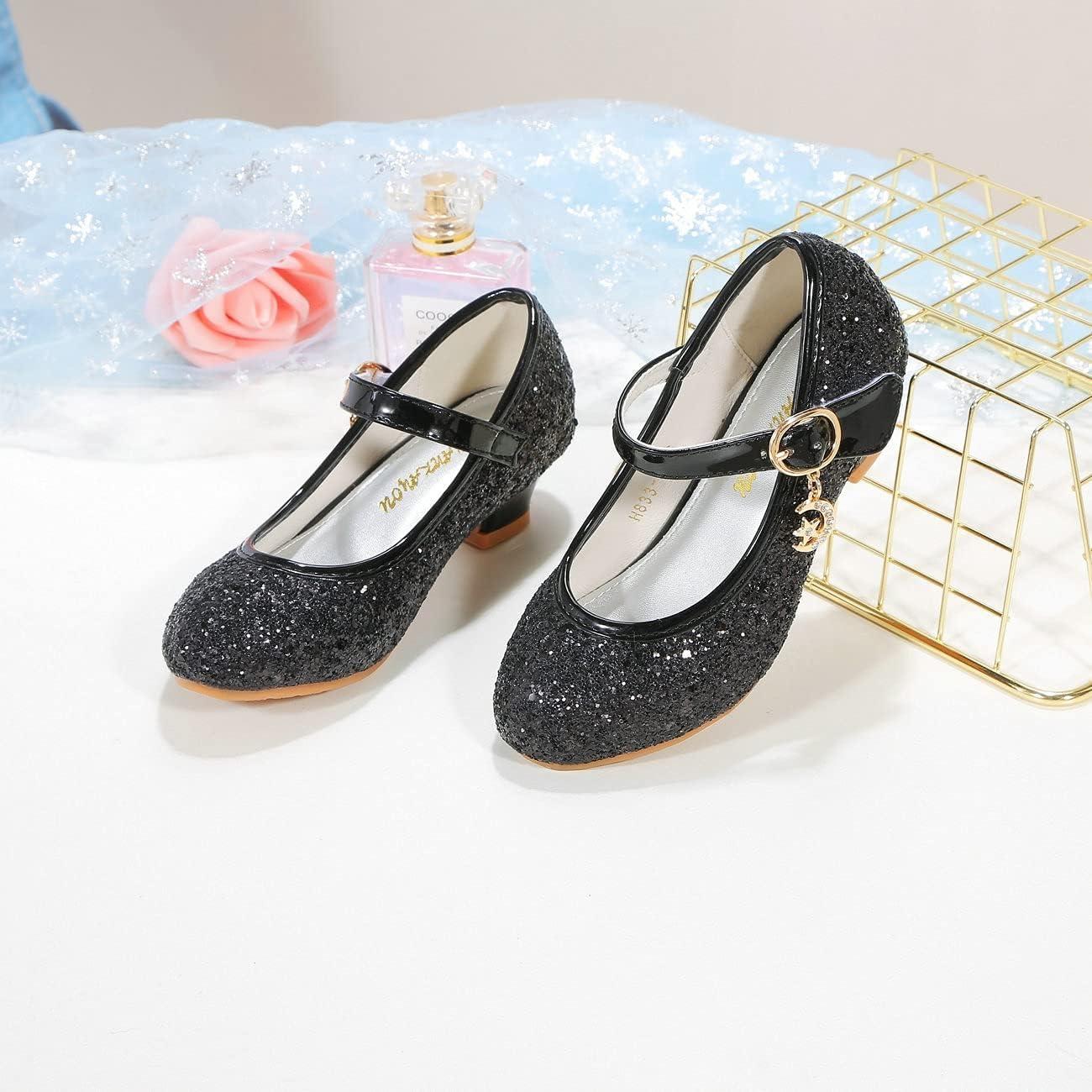 imageGirls Flats Sparkle Party Mary Jane Princess Dress Shoes05black