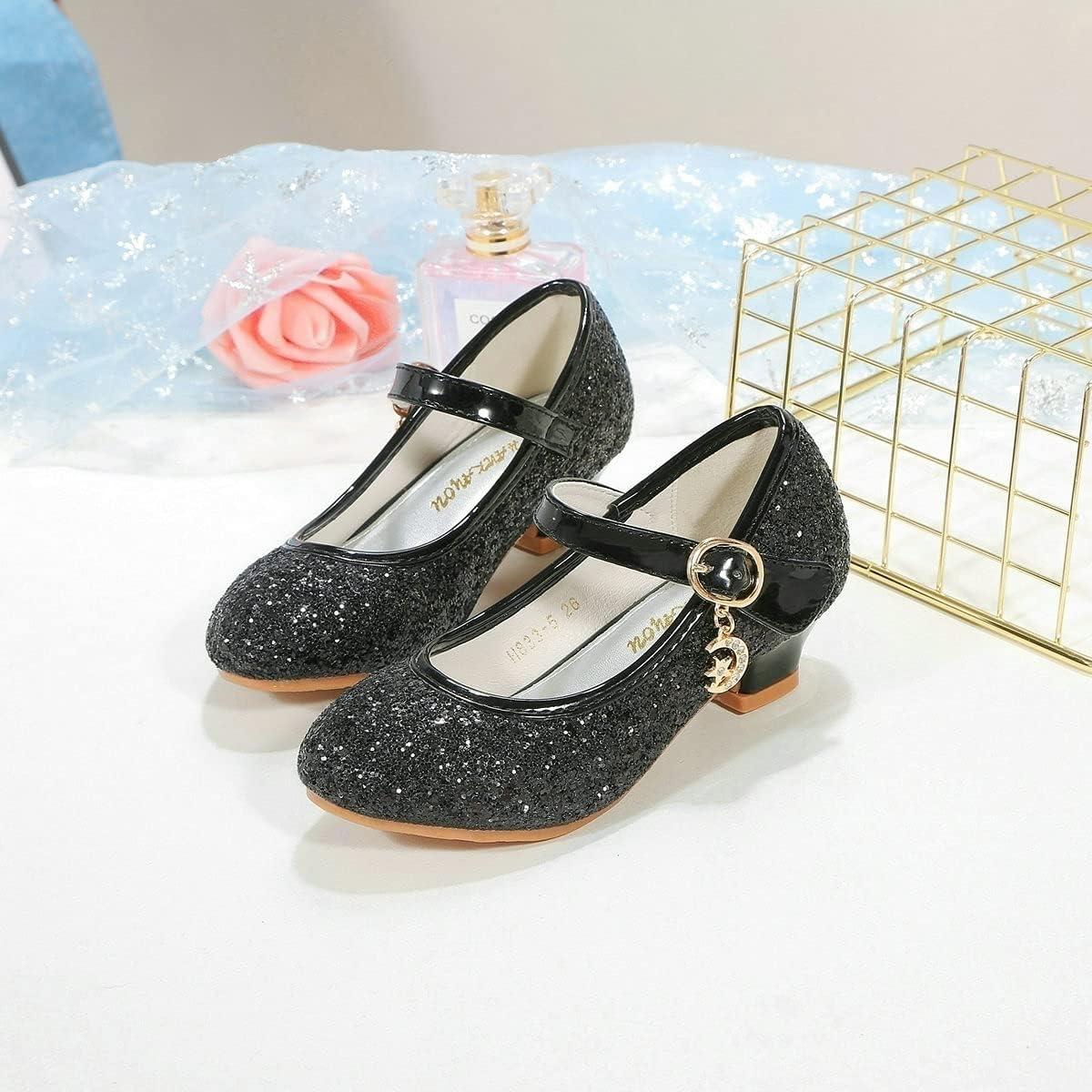 imageGirls Flats Sparkle Party Mary Jane Princess Dress Shoes05black