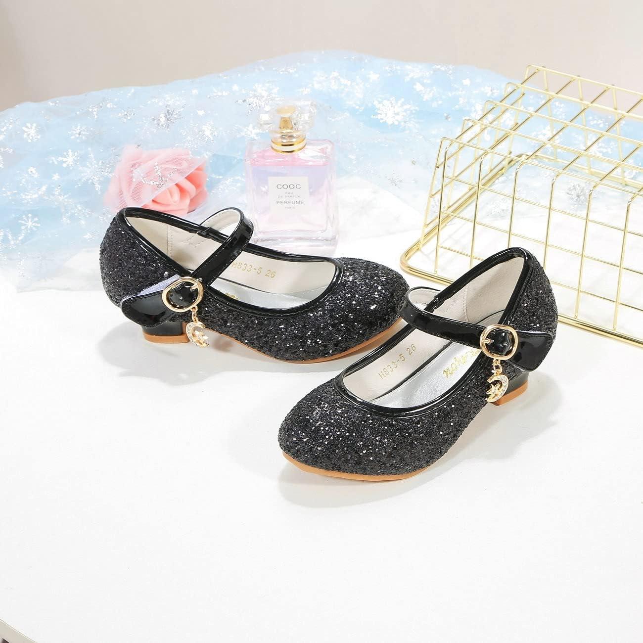 imageGirls Flats Sparkle Party Mary Jane Princess Dress Shoes05black