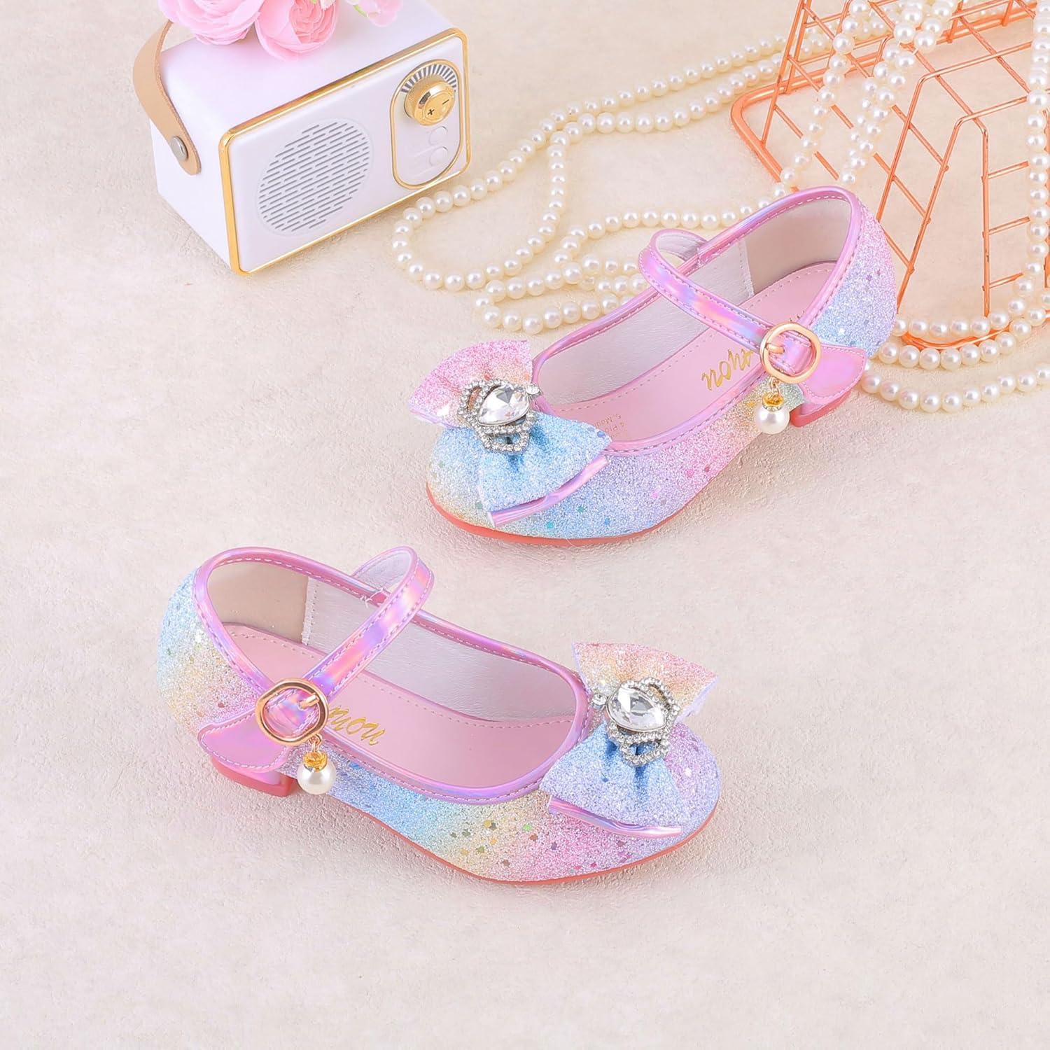 imageGirls Flats Sparkle Party Mary Jane Princess Dress Shoes05rainbow