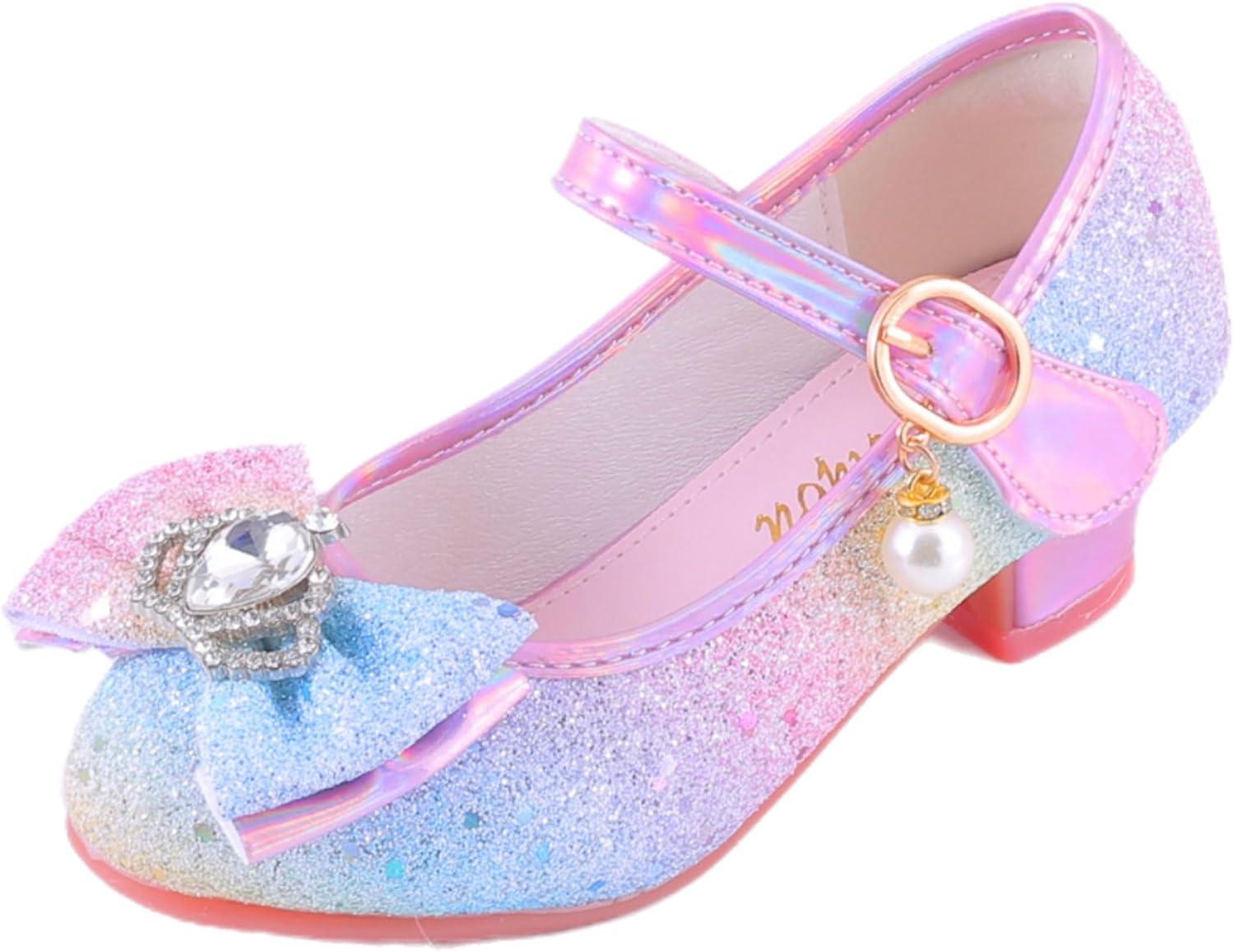 imageGirls Flats Sparkle Party Mary Jane Princess Dress Shoes05rainbow