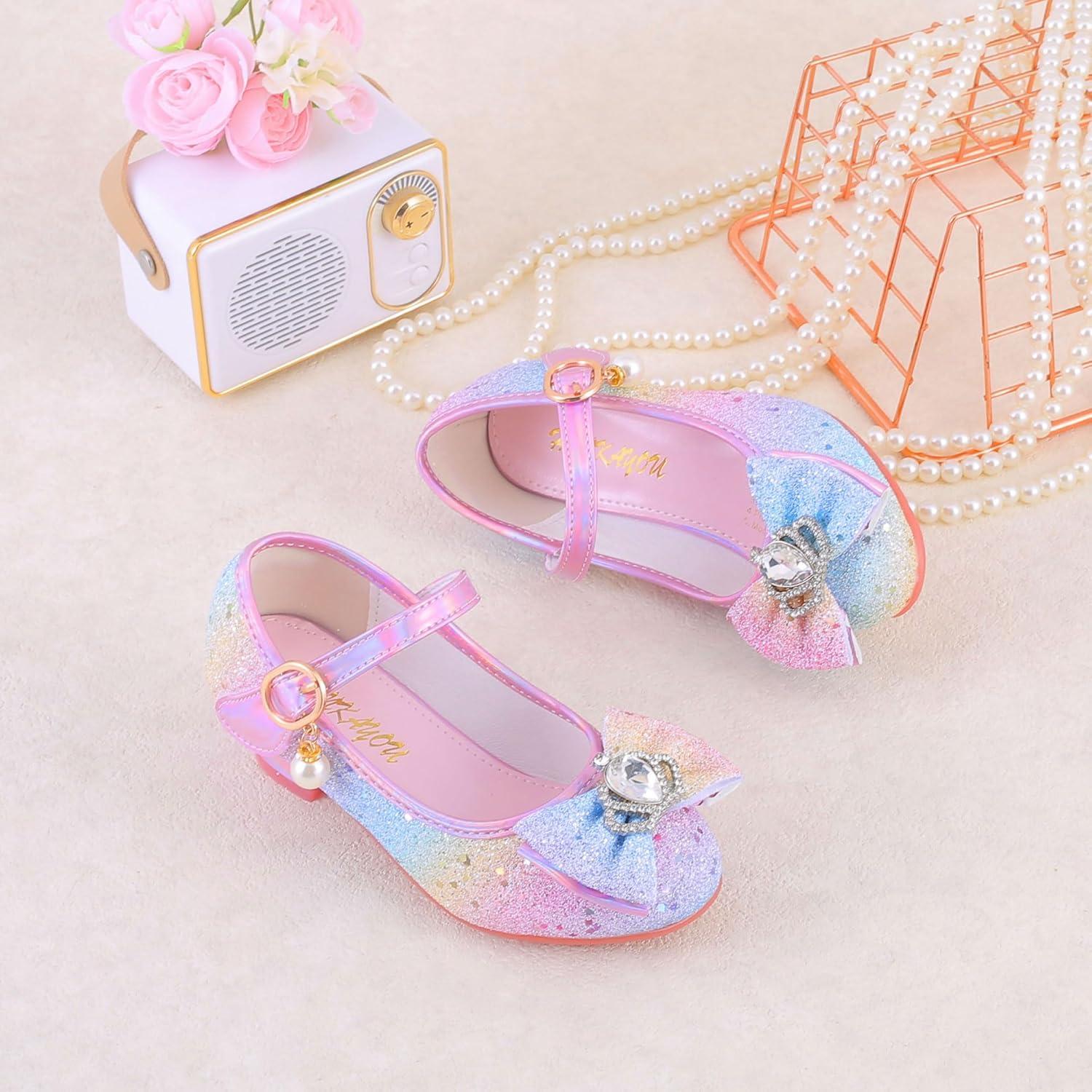 imageGirls Flats Sparkle Party Mary Jane Princess Dress Shoes05rainbow