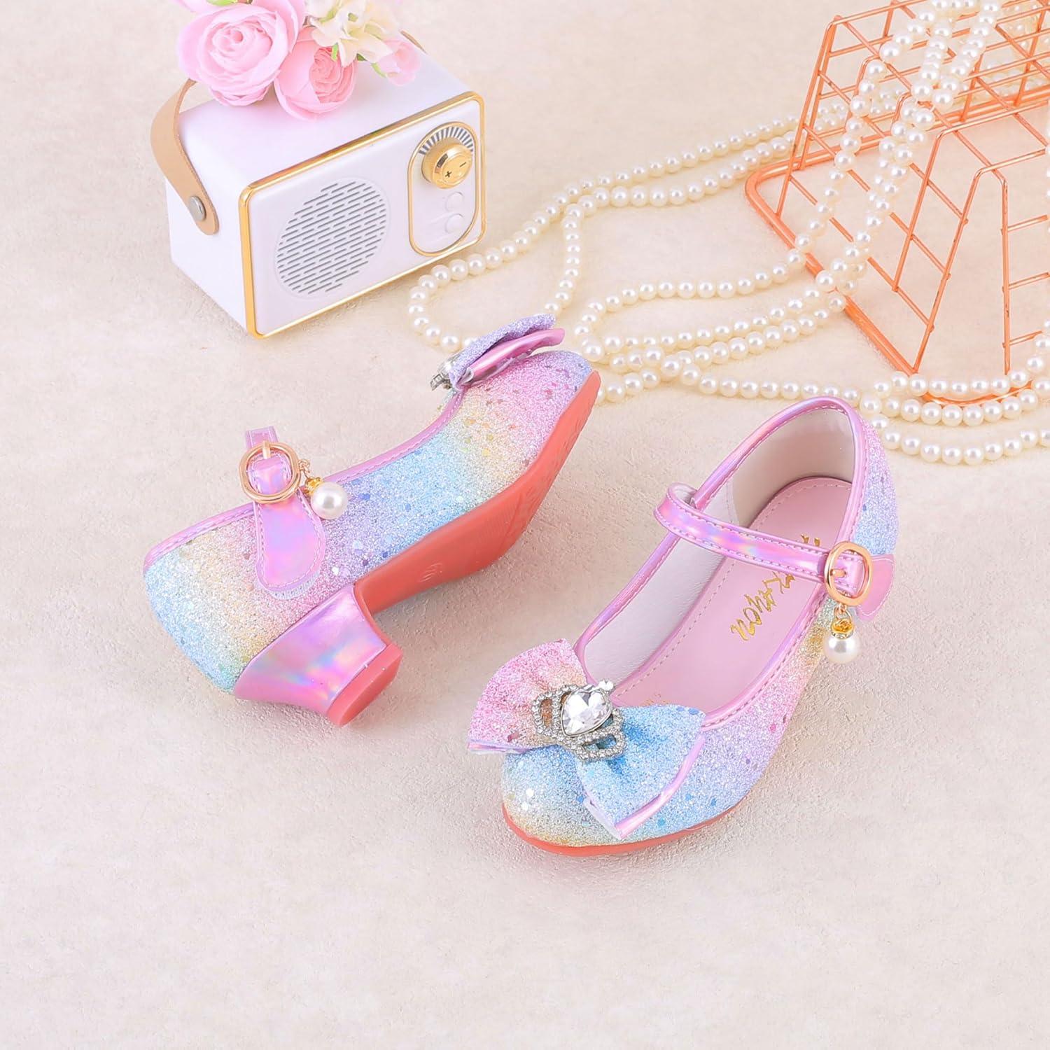 imageGirls Flats Sparkle Party Mary Jane Princess Dress Shoes05rainbow