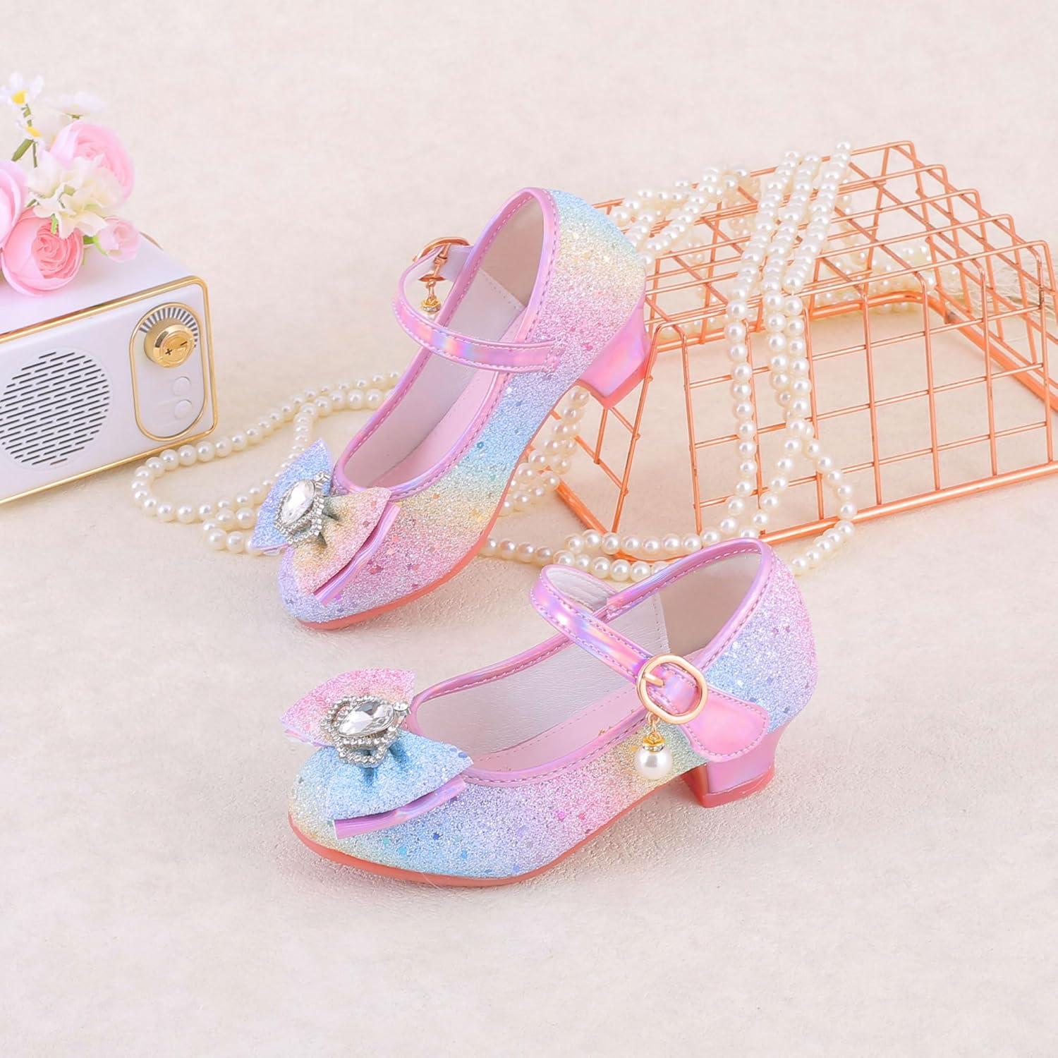 imageGirls Flats Sparkle Party Mary Jane Princess Dress Shoes05rainbow