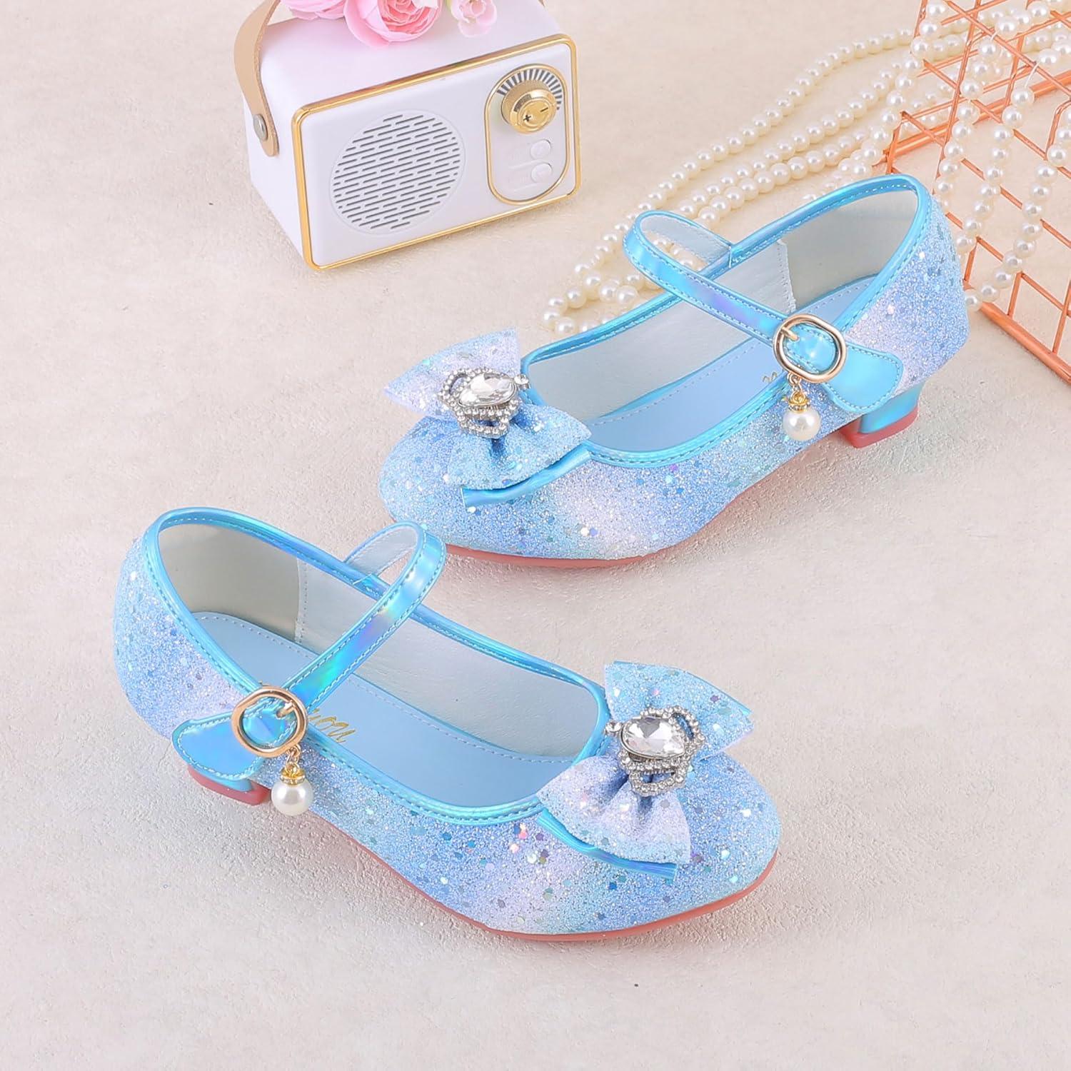 imageGirls Flats Sparkle Party Mary Jane Princess Dress Shoes05rainbow Blue