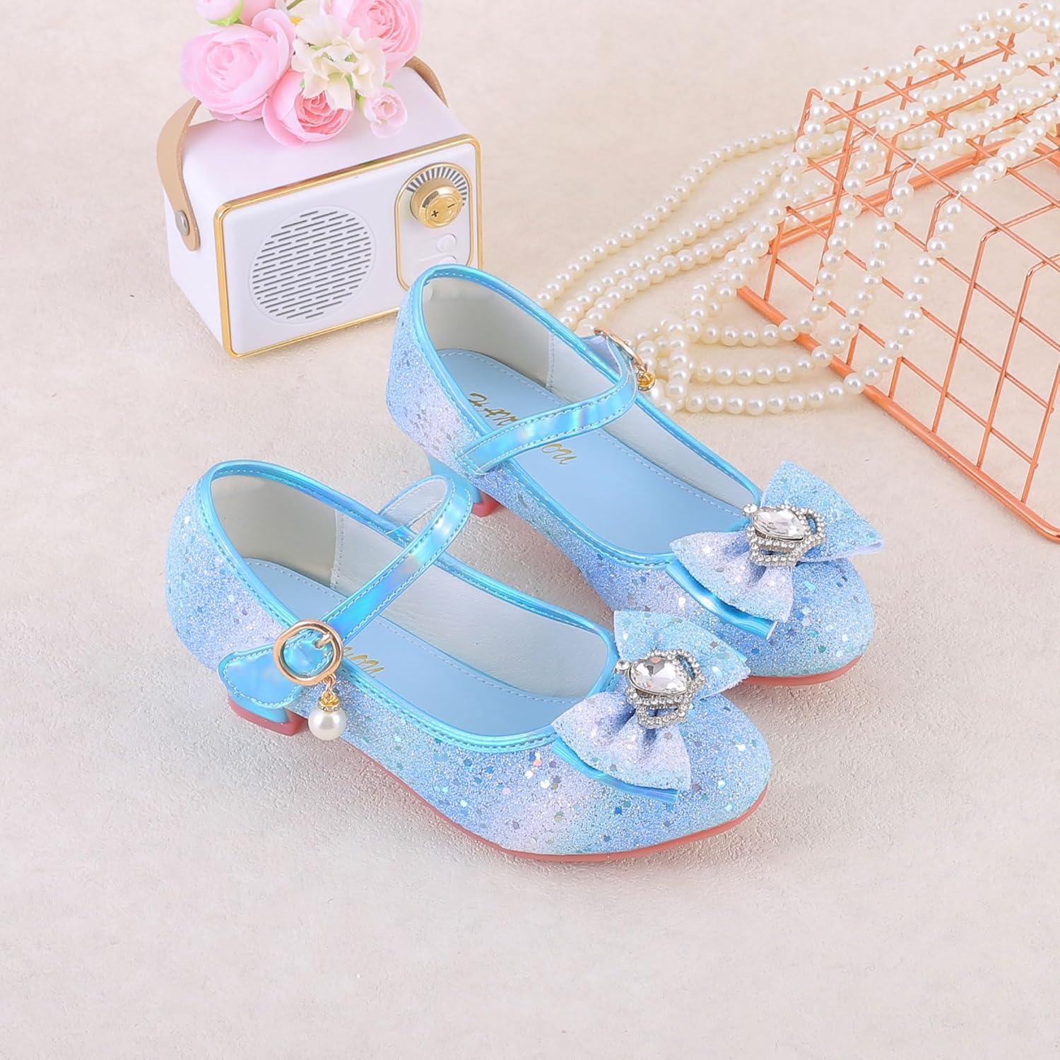imageGirls Flats Sparkle Party Mary Jane Princess Dress Shoes05rainbow Blue