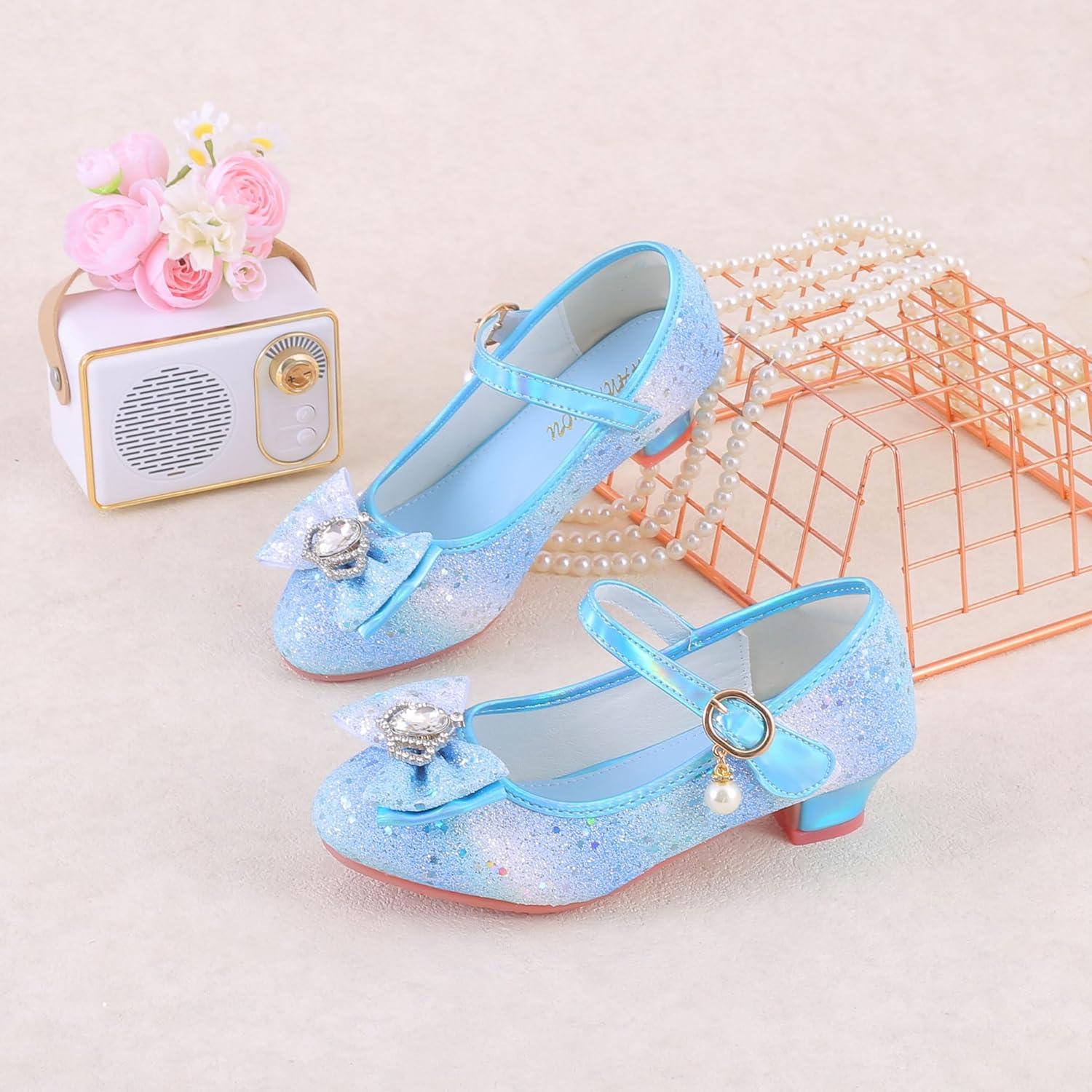 imageGirls Flats Sparkle Party Mary Jane Princess Dress Shoes05rainbow Blue