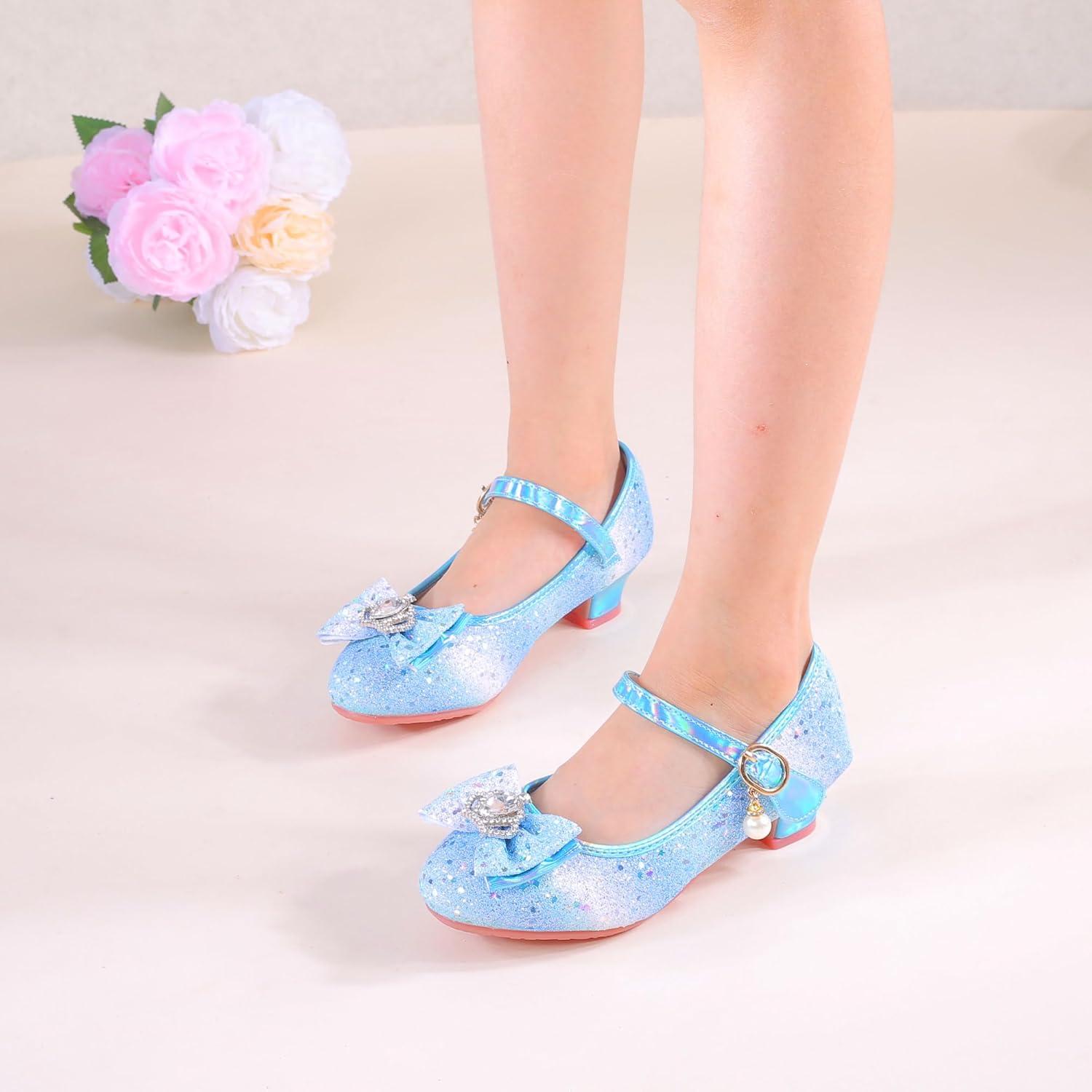 imageGirls Flats Sparkle Party Mary Jane Princess Dress Shoes05rainbow Blue