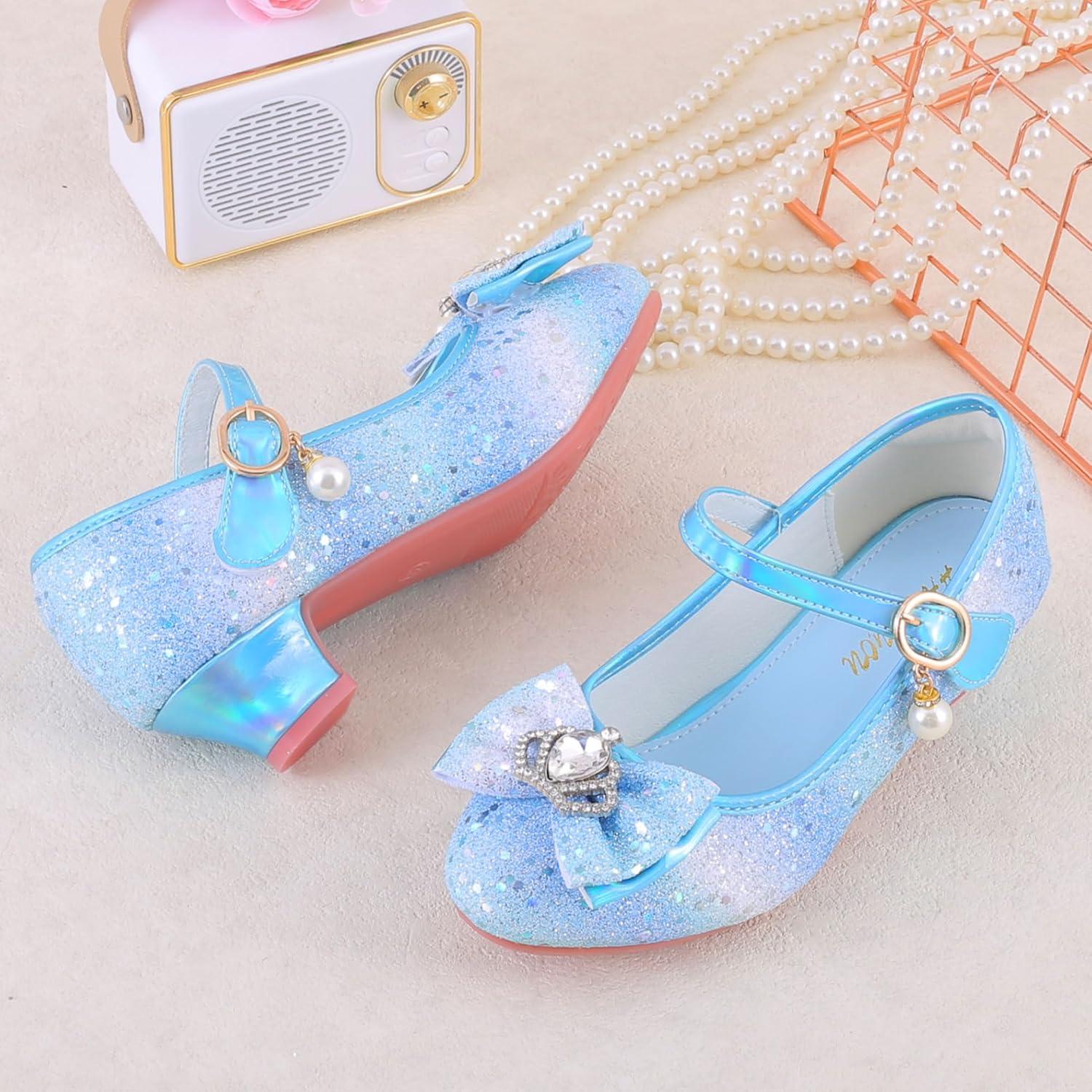 imageGirls Flats Sparkle Party Mary Jane Princess Dress Shoes05rainbow Blue