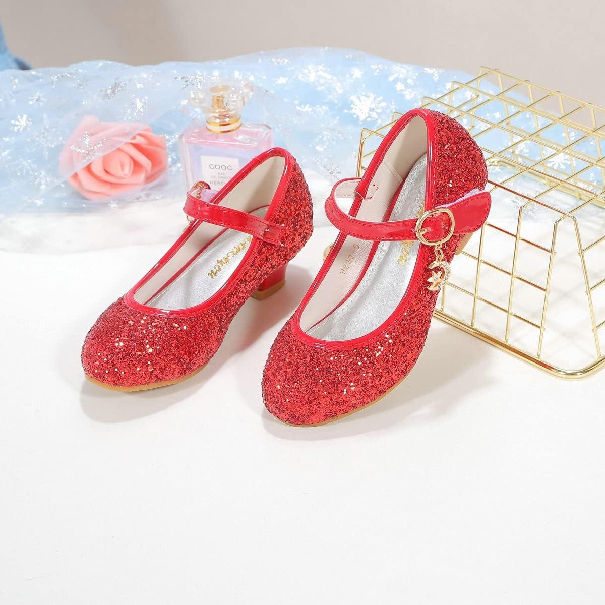imageGirls Flats Sparkle Party Mary Jane Princess Dress Shoes05red