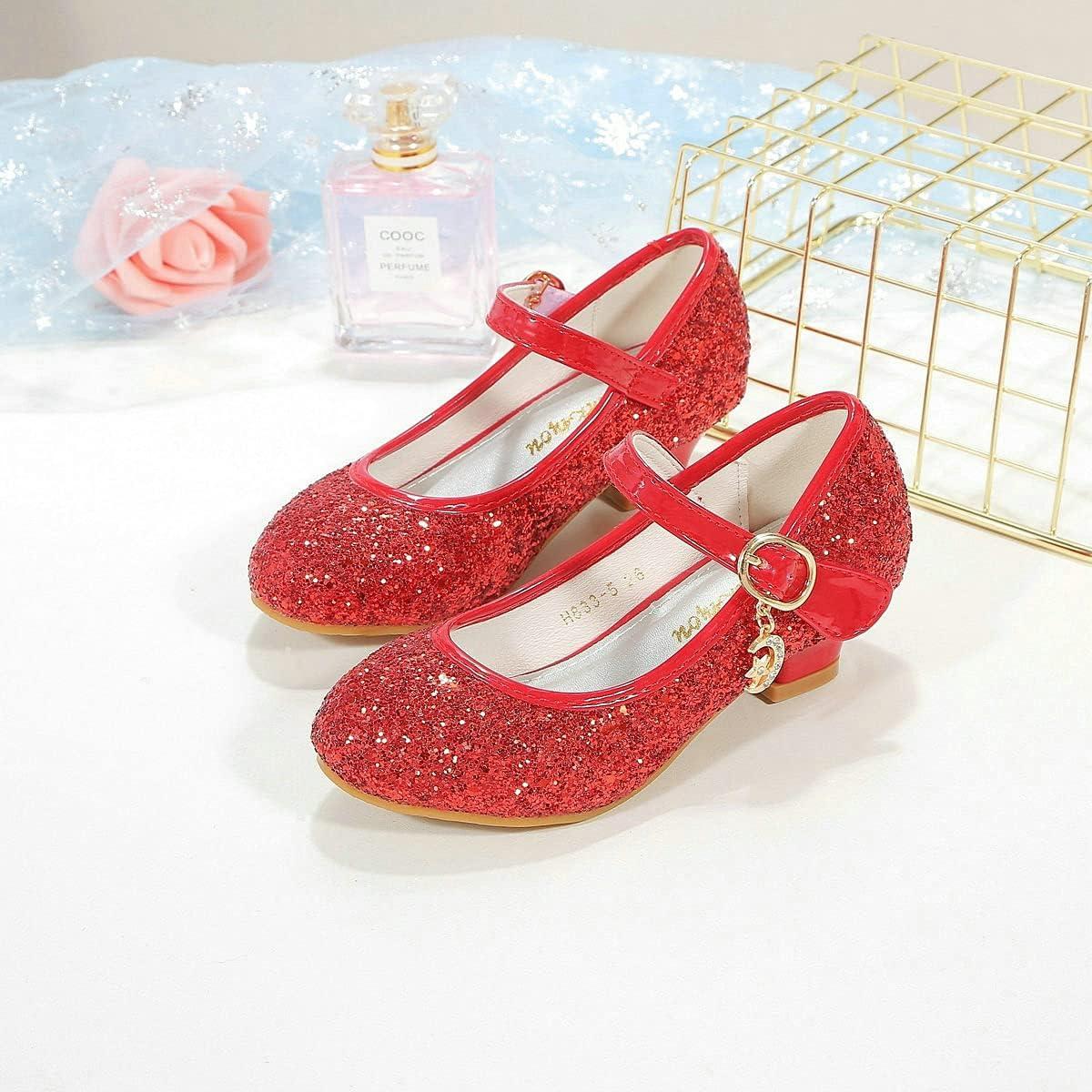 imageGirls Flats Sparkle Party Mary Jane Princess Dress Shoes05red