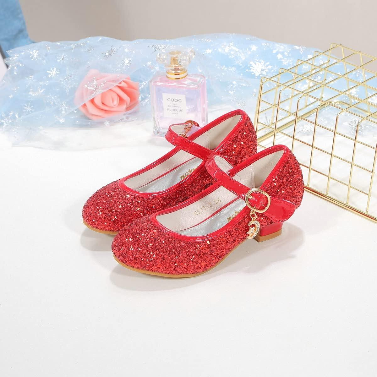 imageGirls Flats Sparkle Party Mary Jane Princess Dress Shoes05red