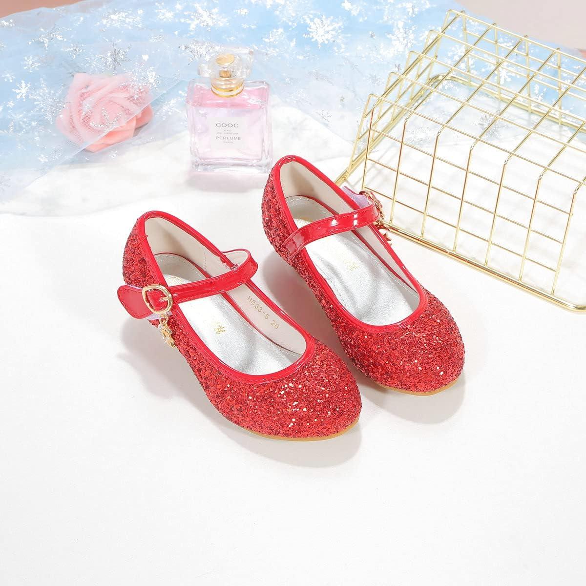 imageGirls Flats Sparkle Party Mary Jane Princess Dress Shoes05red