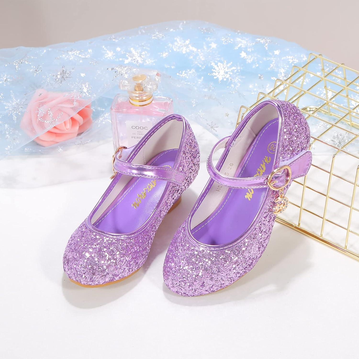 imageGirls Flats Sparkle Party Mary Jane Princess Dress ShoesDarkpurple