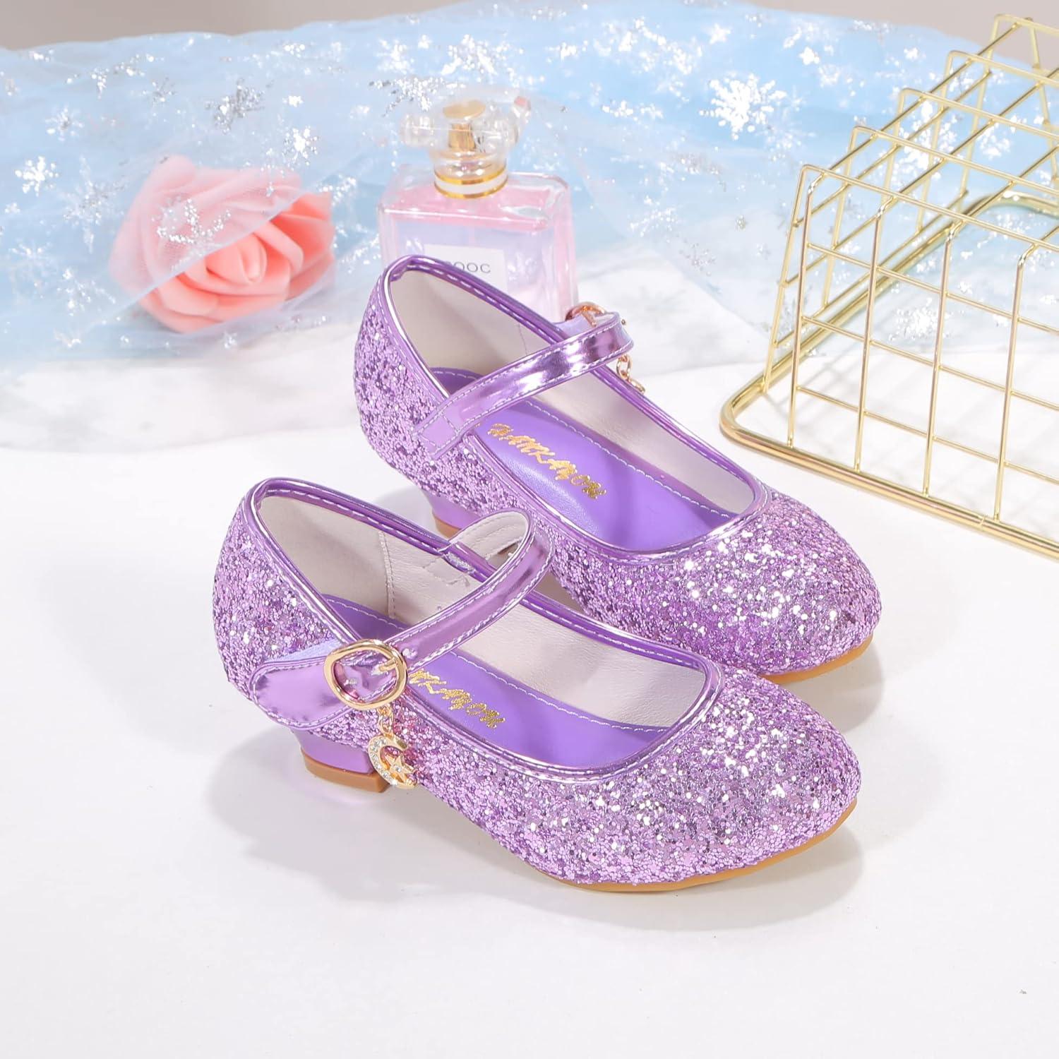 imageGirls Flats Sparkle Party Mary Jane Princess Dress ShoesDarkpurple