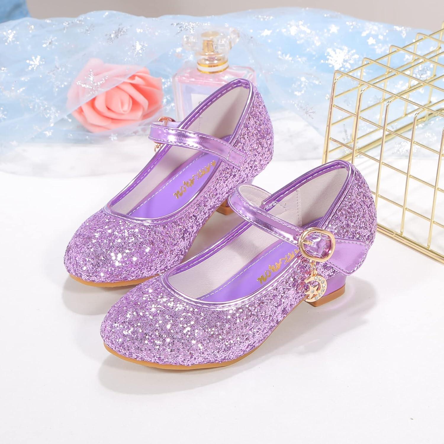 imageGirls Flats Sparkle Party Mary Jane Princess Dress ShoesDarkpurple