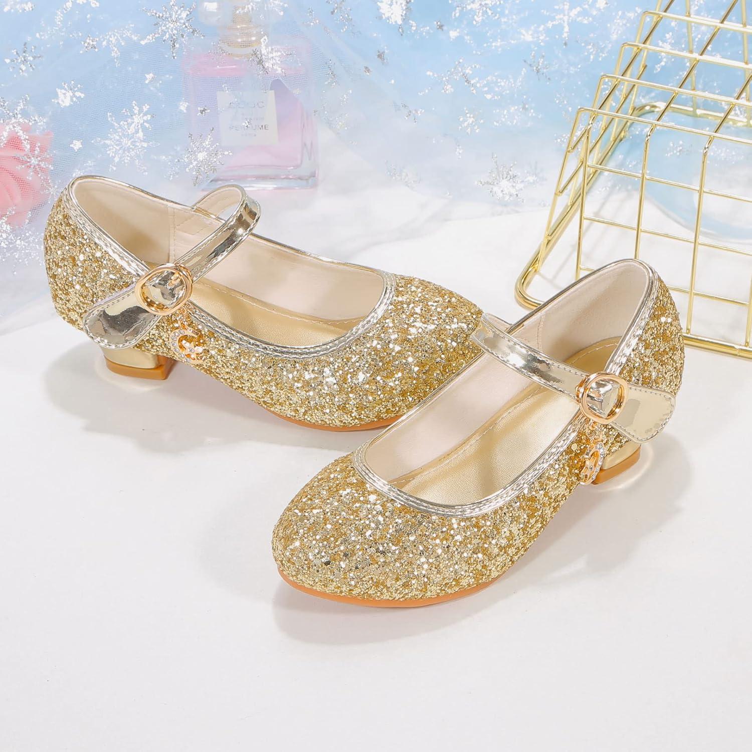 imageGirls Flats Sparkle Party Mary Jane Princess Dress ShoesGold