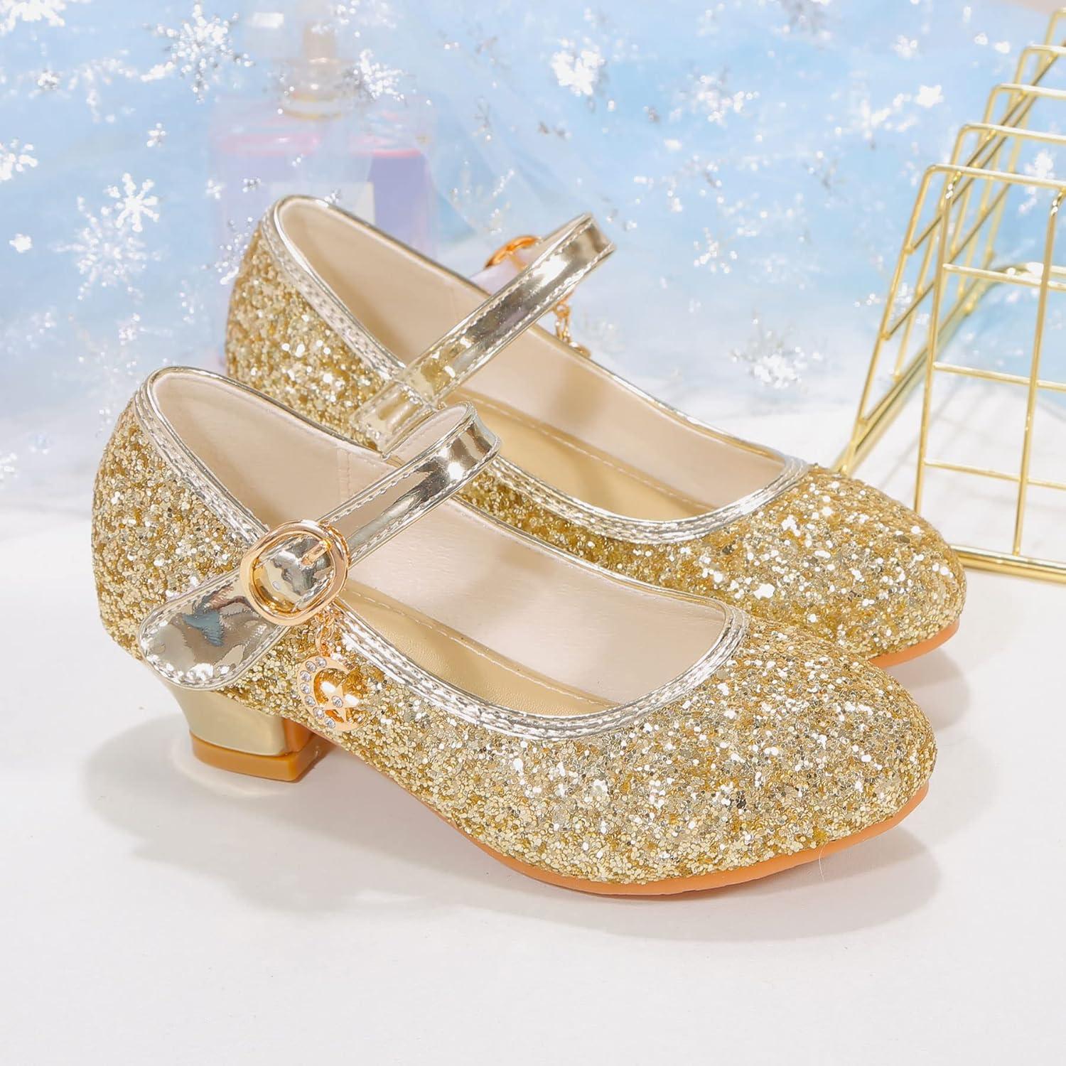 imageGirls Flats Sparkle Party Mary Jane Princess Dress ShoesGold