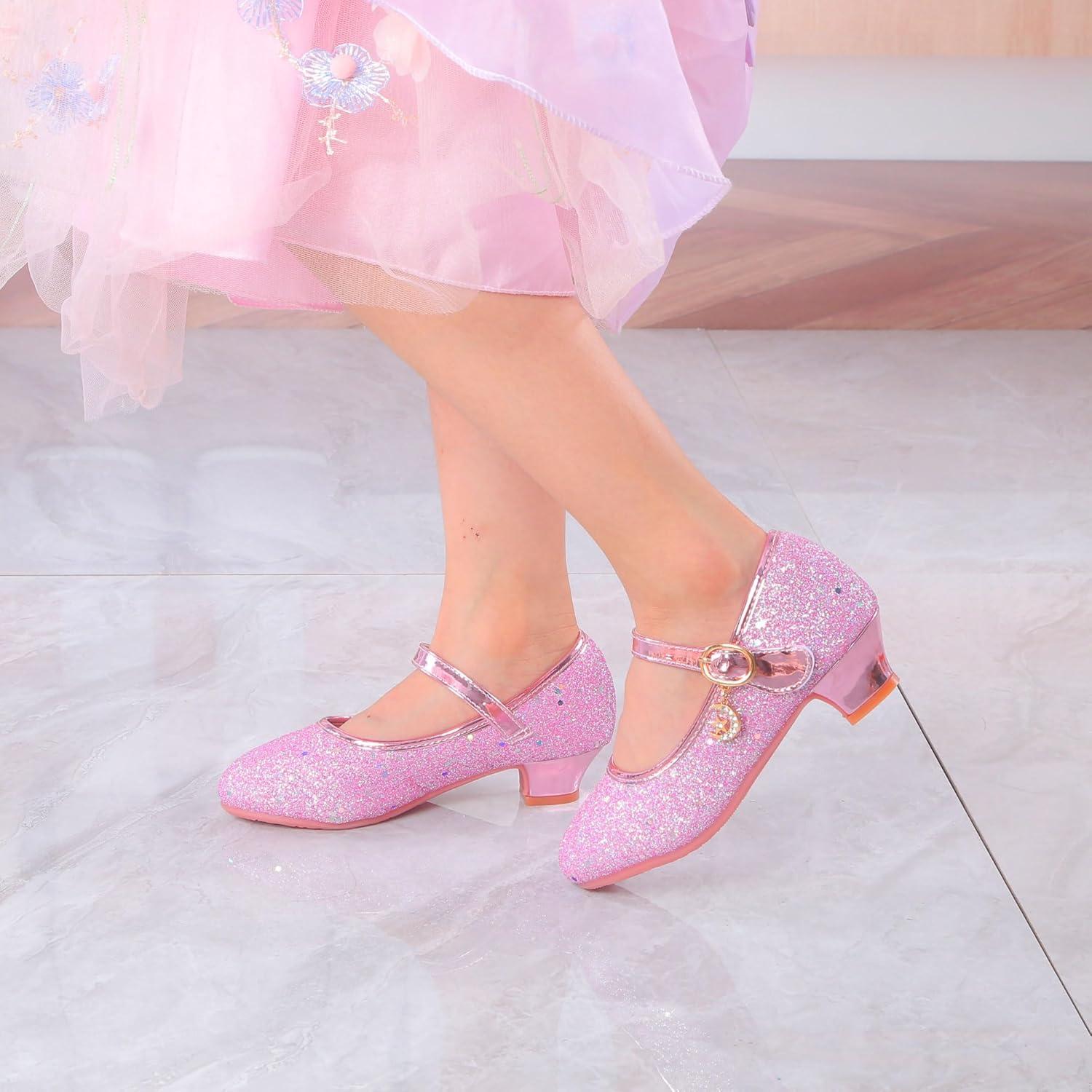 imageGirls Flats Sparkle Party Mary Jane Princess Dress ShoesPink