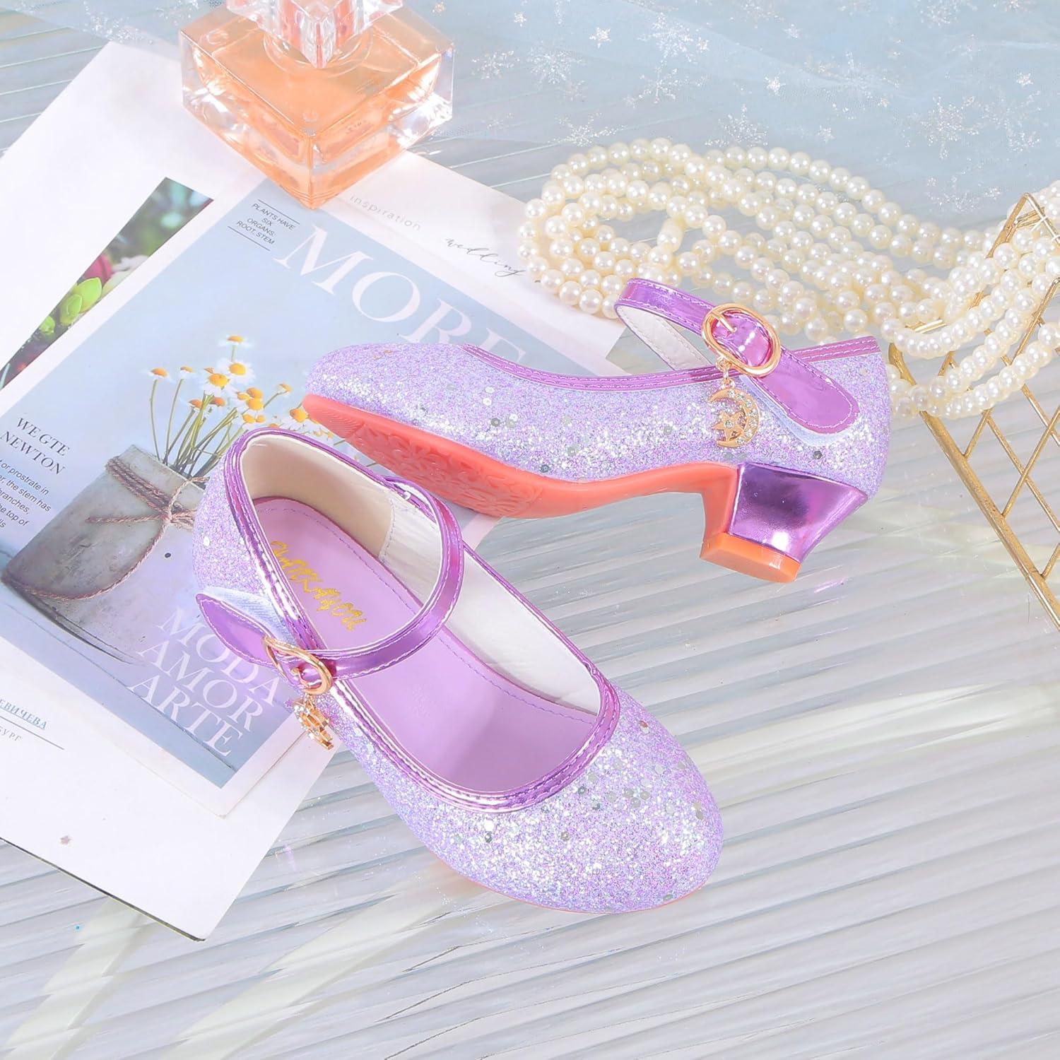 imageGirls Flats Sparkle Party Mary Jane Princess Dress ShoesPurple