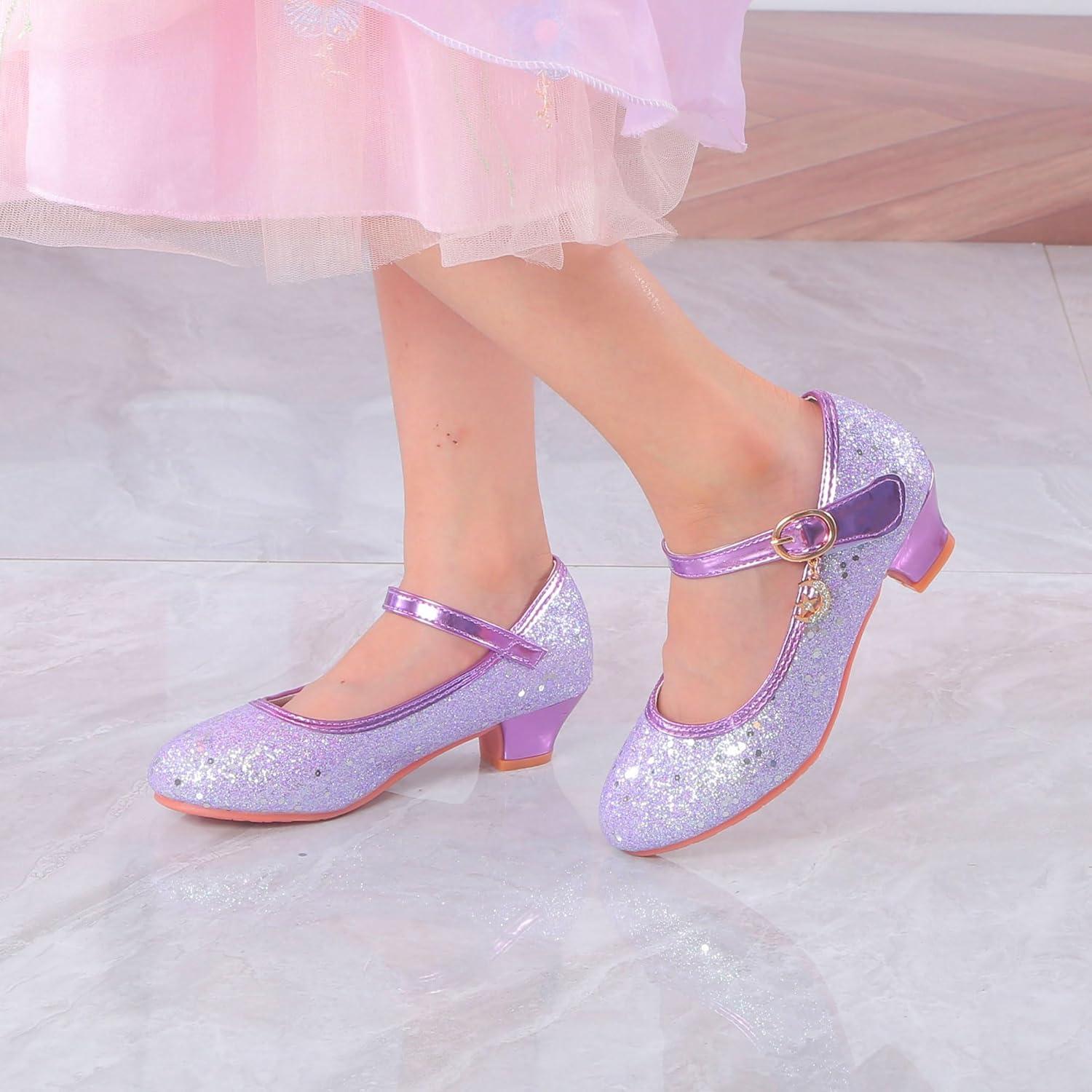 imageGirls Flats Sparkle Party Mary Jane Princess Dress ShoesPurple