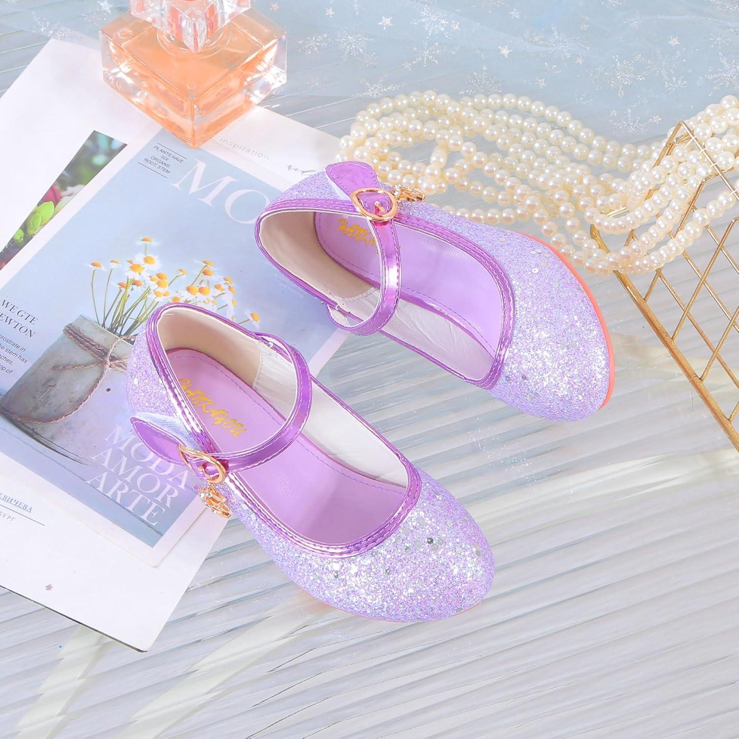 imageGirls Flats Sparkle Party Mary Jane Princess Dress ShoesPurple