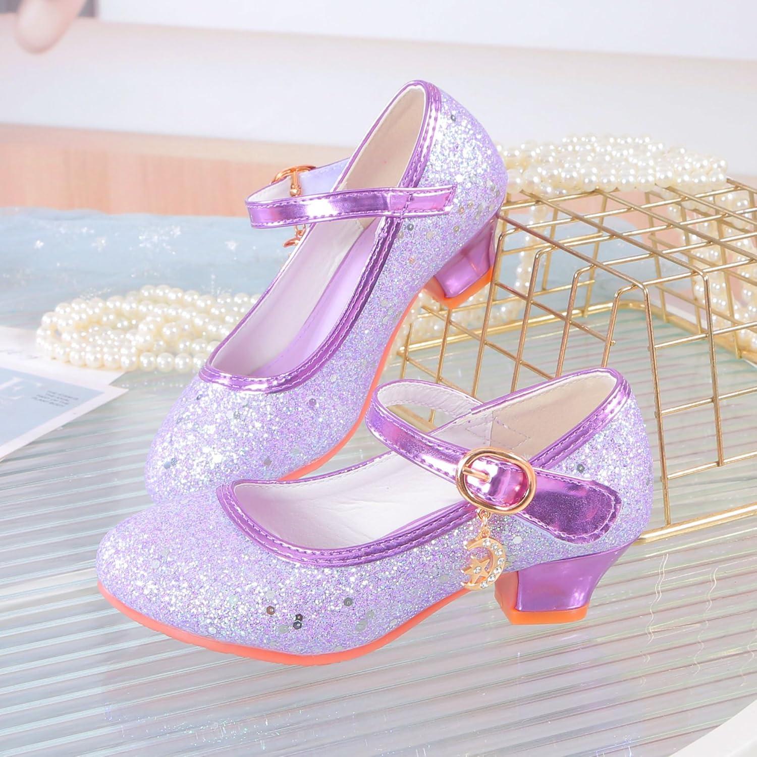 imageGirls Flats Sparkle Party Mary Jane Princess Dress ShoesPurple