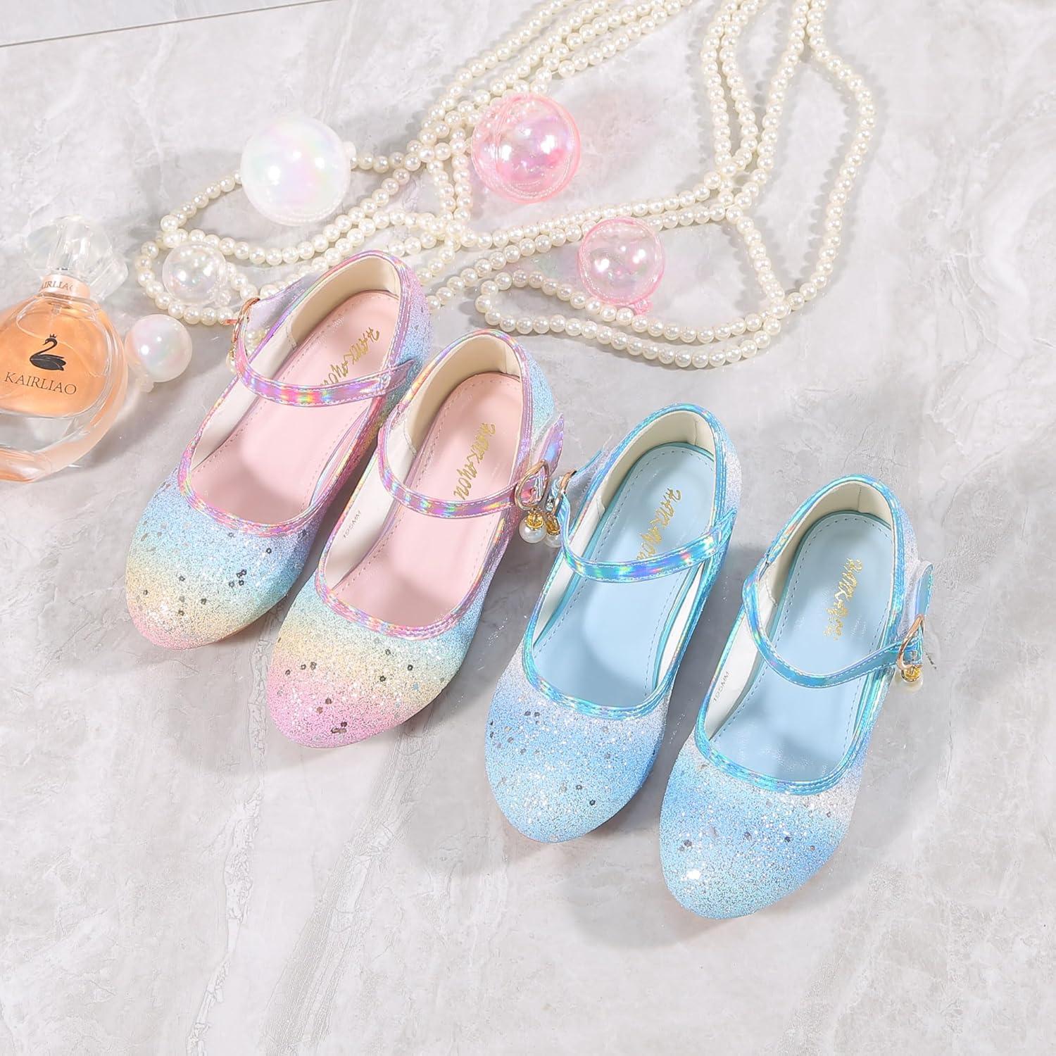 imageGirls Flats Sparkle Party Mary Jane Princess Dress ShoesRainbow