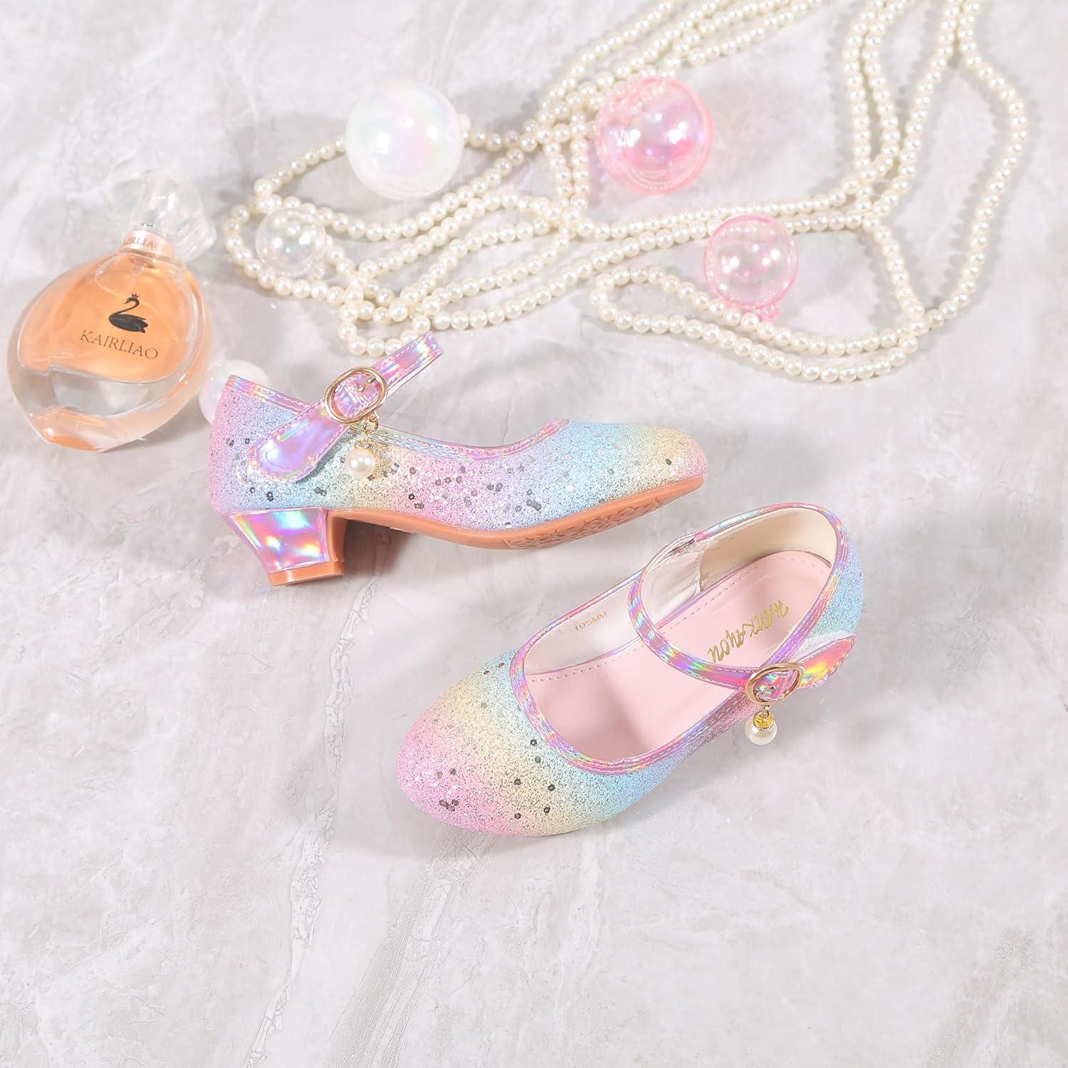 imageGirls Flats Sparkle Party Mary Jane Princess Dress ShoesRainbow