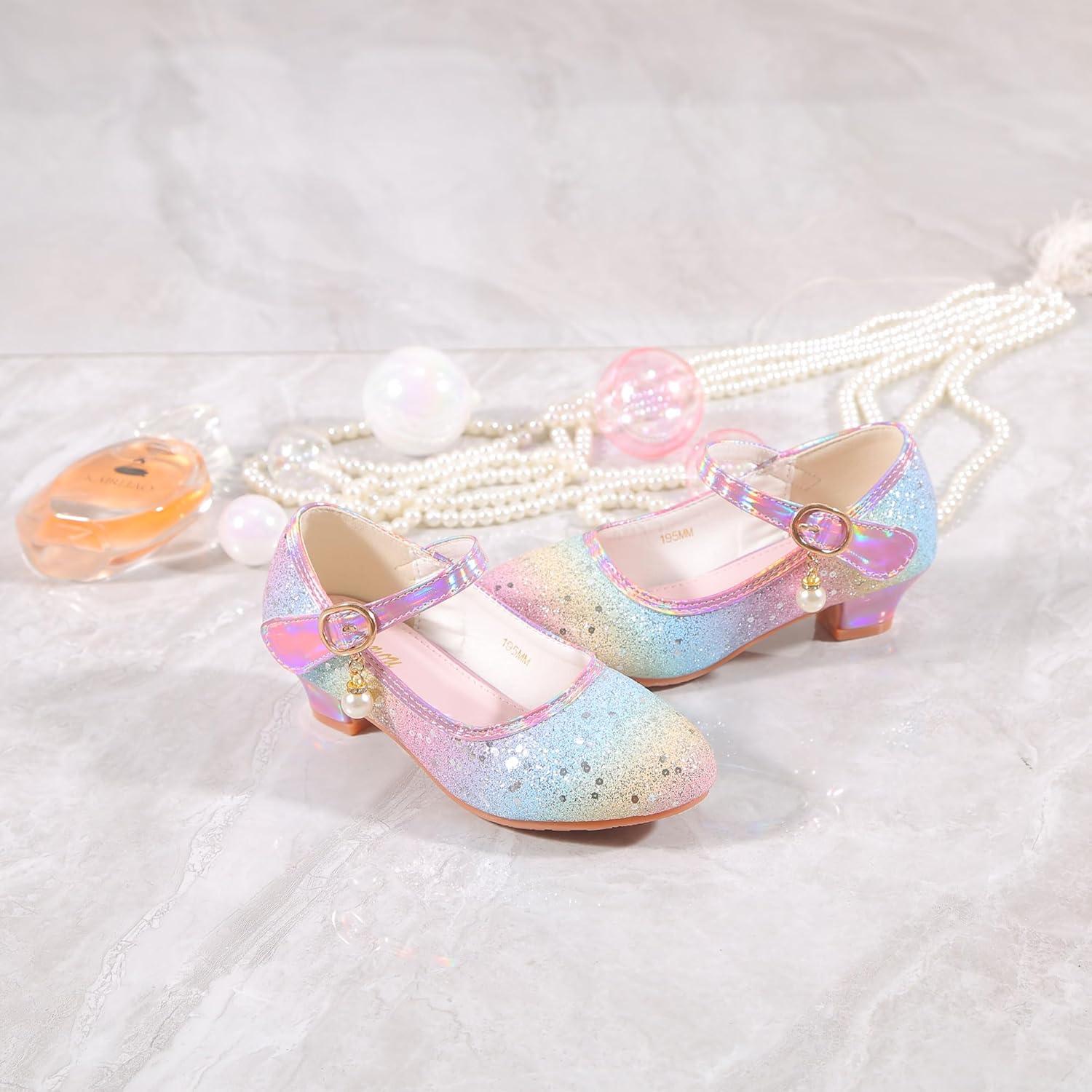 imageGirls Flats Sparkle Party Mary Jane Princess Dress ShoesRainbow