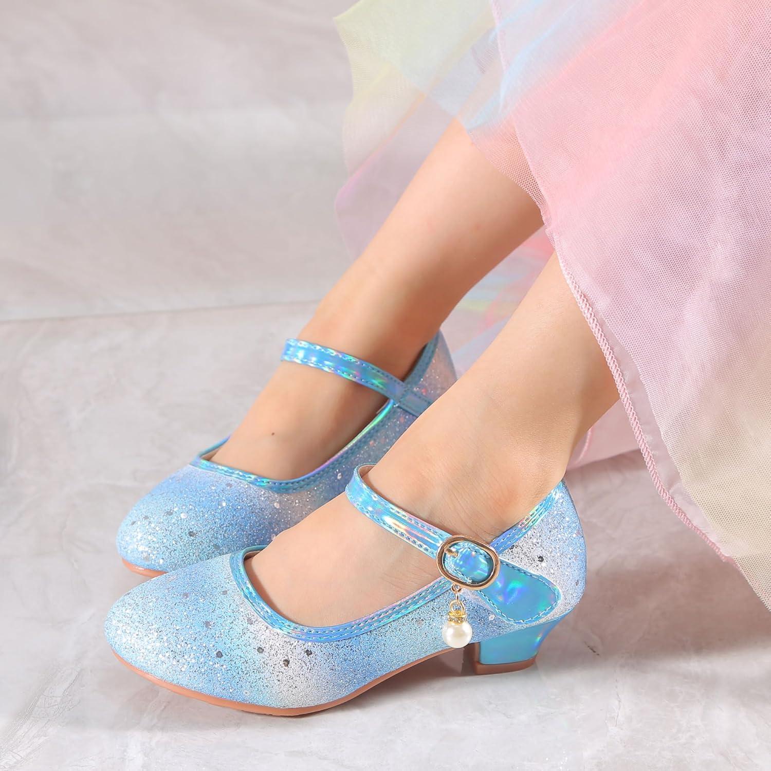imageGirls Flats Sparkle Party Mary Jane Princess Dress ShoesRainbow Blue