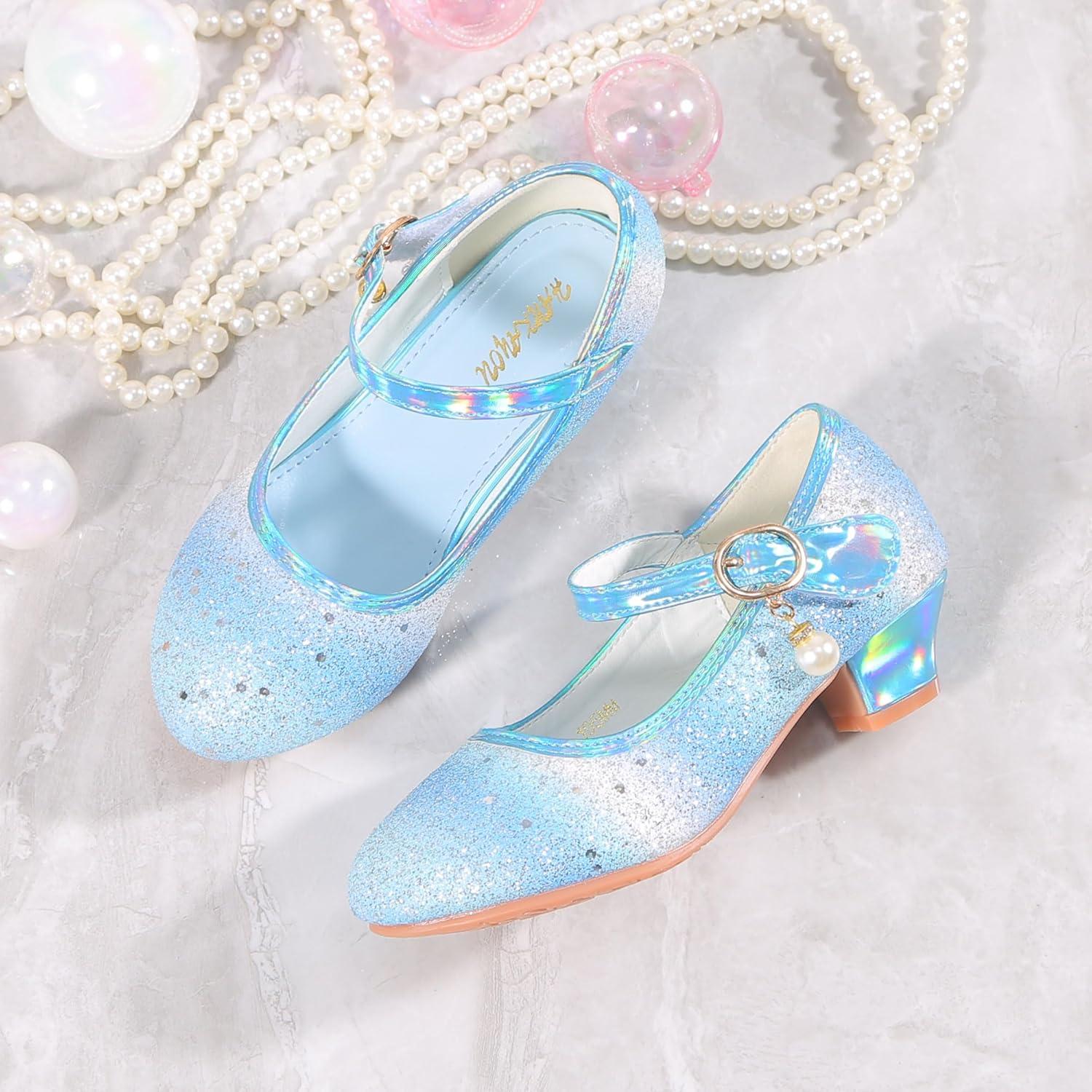 imageGirls Flats Sparkle Party Mary Jane Princess Dress ShoesRainbow Blue