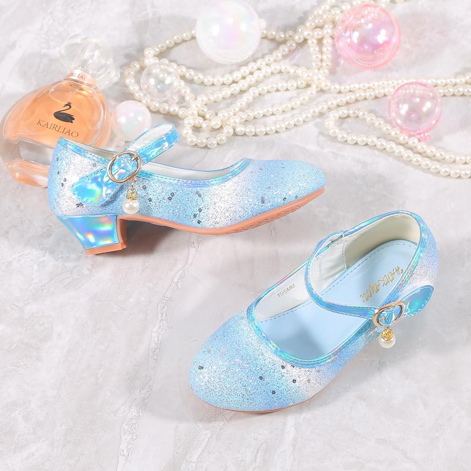 imageGirls Flats Sparkle Party Mary Jane Princess Dress ShoesRainbow Blue