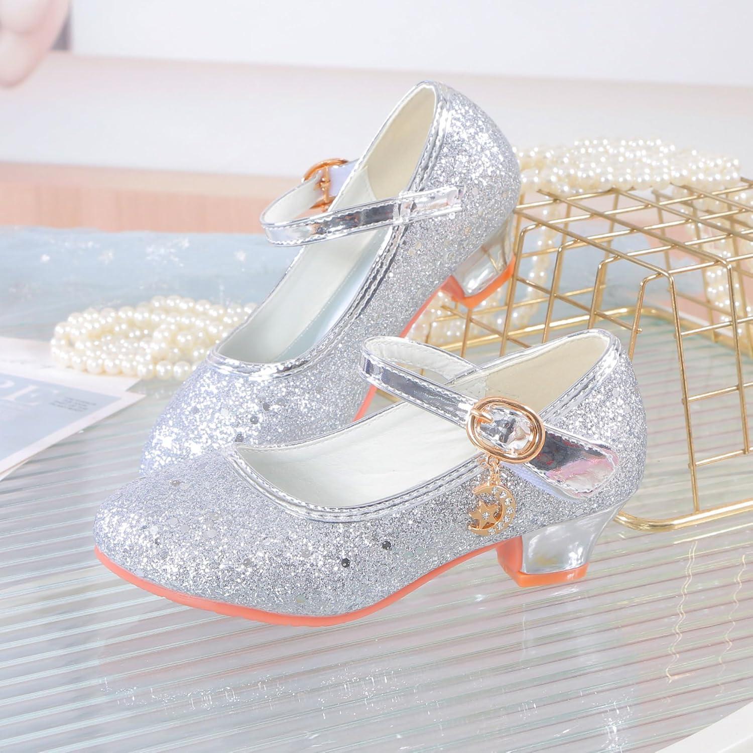 imageGirls Flats Sparkle Party Mary Jane Princess Dress ShoesSilver