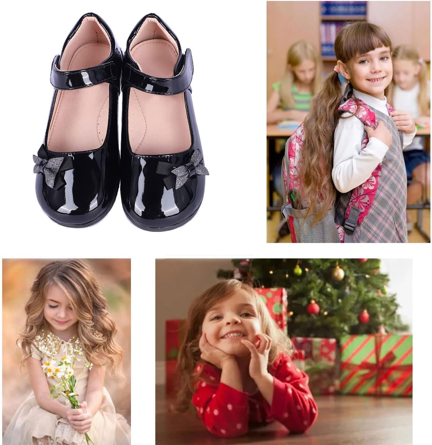 imageGirls Mary Jane Strap School Uniform Dress Flat Ballet ShoesBlack2