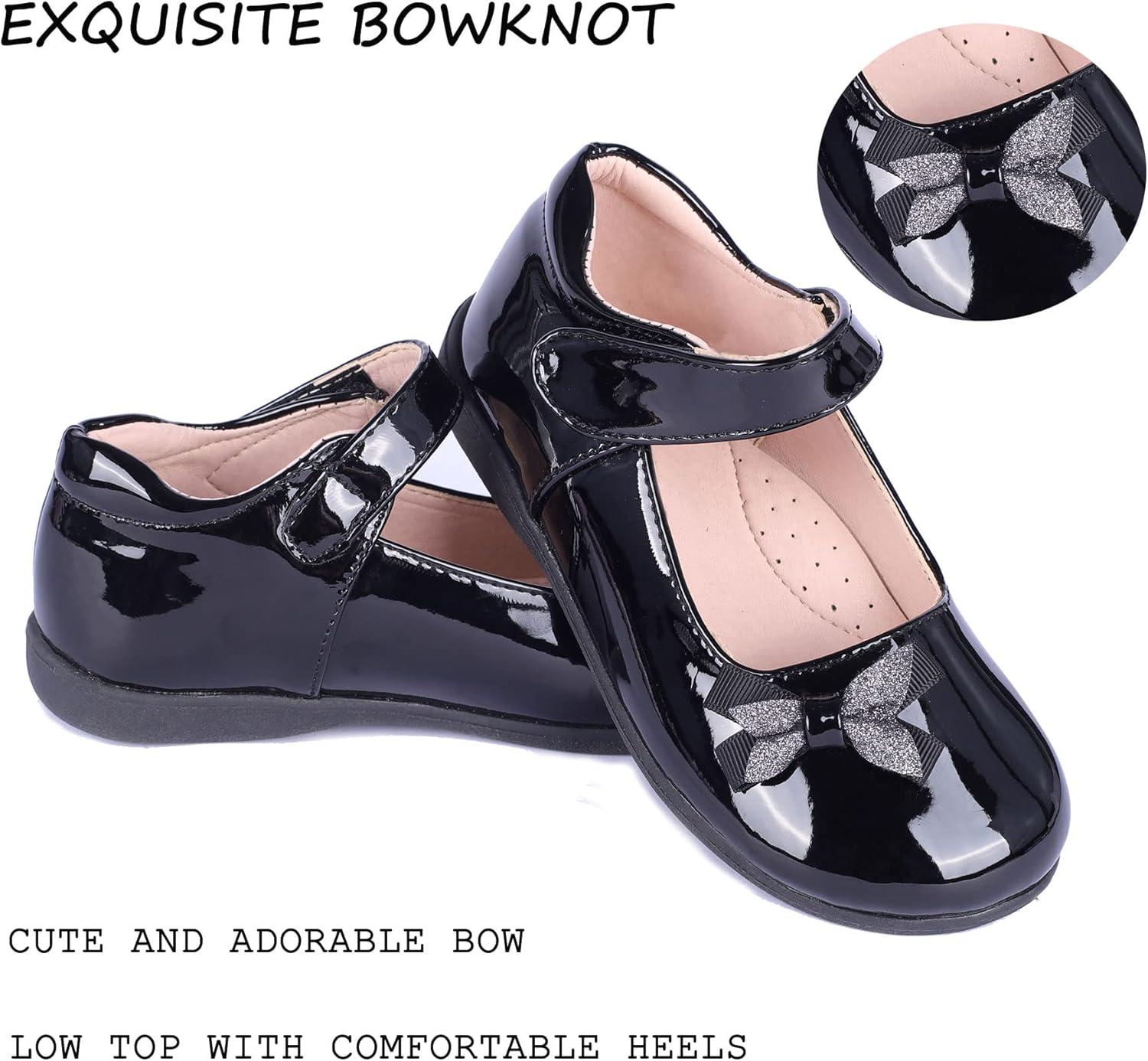 imageGirls Mary Jane Strap School Uniform Dress Flat Ballet ShoesBlack2