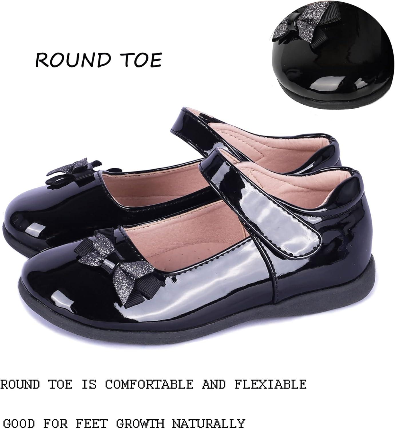 imageGirls Mary Jane Strap School Uniform Dress Flat Ballet ShoesBlack2