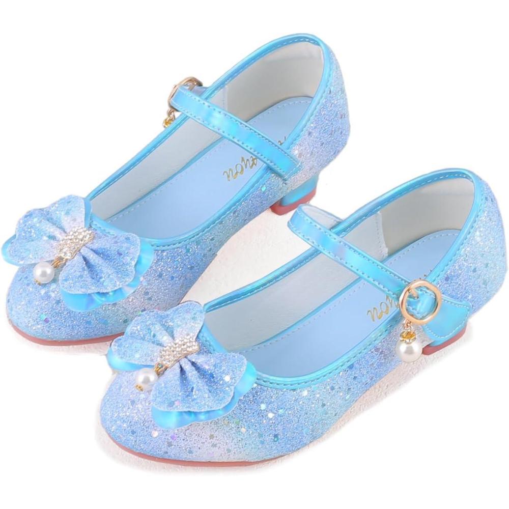 imageGirls Flats Sparkle Party Mary Jane Princess Dress Shoes03rainbow Blue