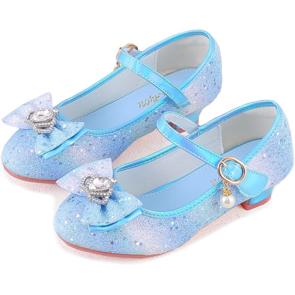 imageGirls Flats Sparkle Party Mary Jane Princess Dress Shoes05rainbow Blue