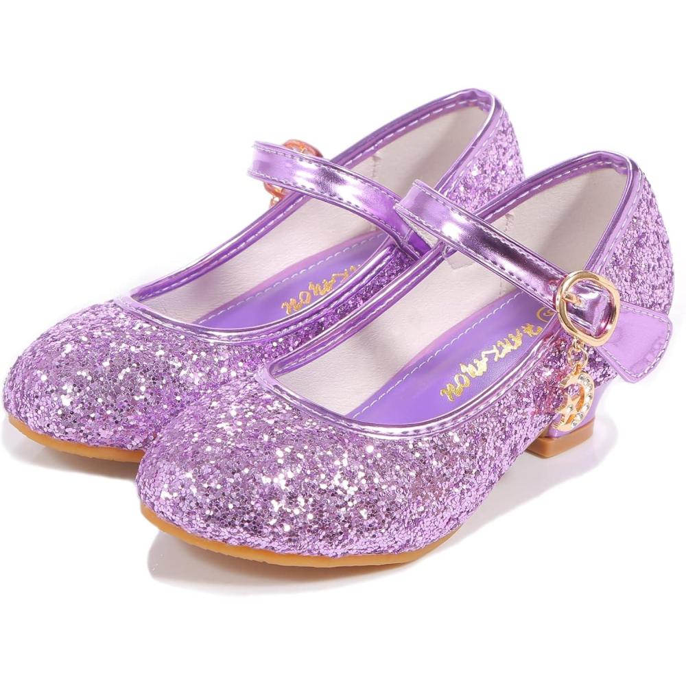 imageGirls Flats Sparkle Party Mary Jane Princess Dress ShoesDarkpurple