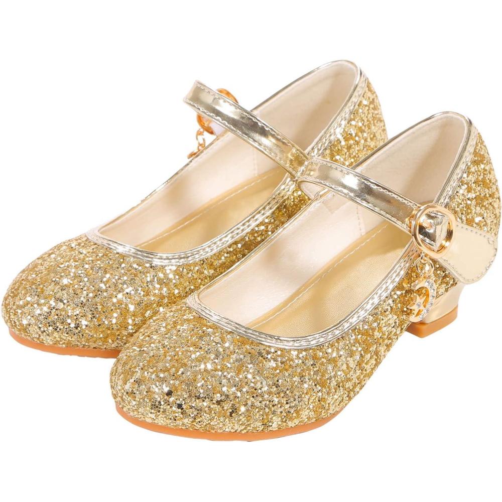imageGirls Flats Sparkle Party Mary Jane Princess Dress ShoesGold