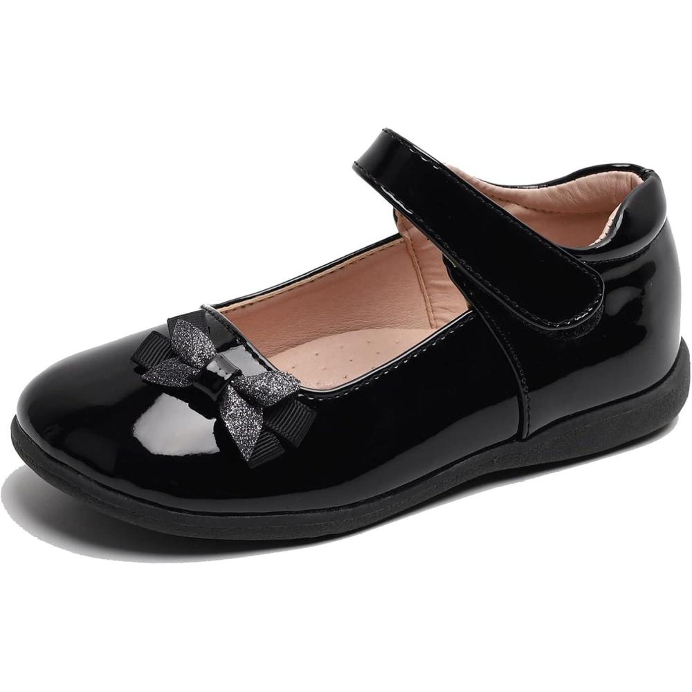 imageGirls Mary Jane Strap School Uniform Dress Flat Ballet ShoesBlack2
