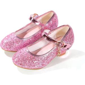 Girls Flats Sparkle Party Mary Jane Princess Dress Shoes(02pink)