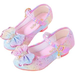 Girls Flats Sparkle Party Mary Jane Princess Dress Shoes(03rainbow)