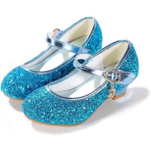 Girls Flats Sparkle Party Mary Jane Princess Dress Shoes(Darkblue)