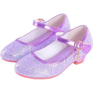 Girls Flats Sparkle Party Mary Jane Princess Dress Shoes(Purple)