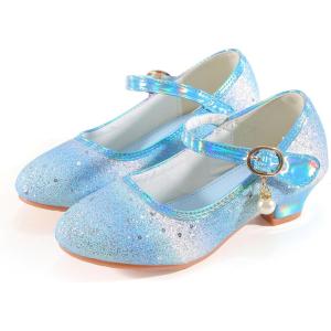 Girls Flats Sparkle Party Mary Jane Princess Dress Shoes(Rainbow Blue)