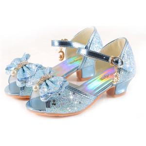 Girls Mary Jane Glitter Wedding Party Dress Shoes Princess Flower Strap Shoes(03blue)