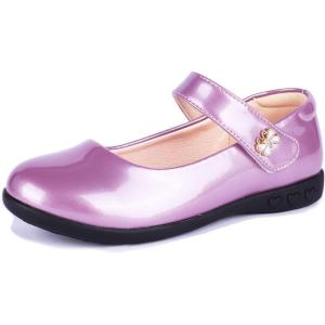 Girls Mary Jane Strap School Uniform Dress Flat Ballet Shoes(05purple)